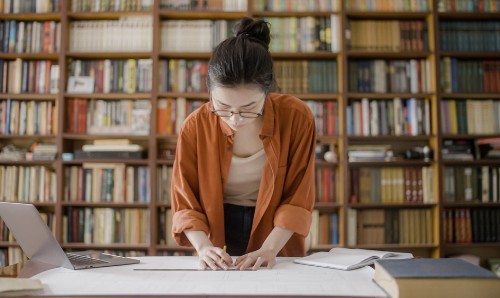 A student busy at work