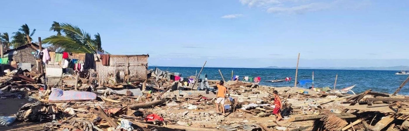 Damaged houses in the Philippines