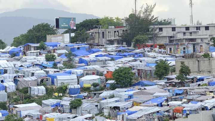 An aerial view of a town in Haiti.