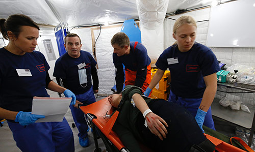 Medical team with patient